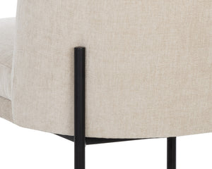 Sunpan Richie Dining Chair - Modern Comfort in Soft Danny Ivory Fabric with Sleek Black Metal Legs