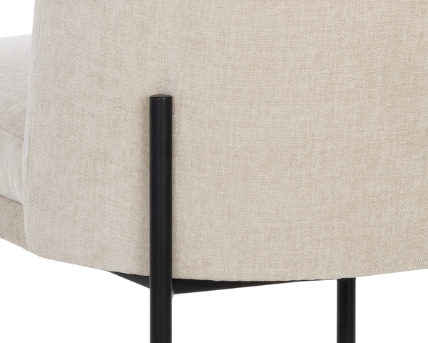 Sunpan Richie Dining Chair - Modern Comfort in Soft Danny Ivory Fabric with Sleek Black Metal Legs