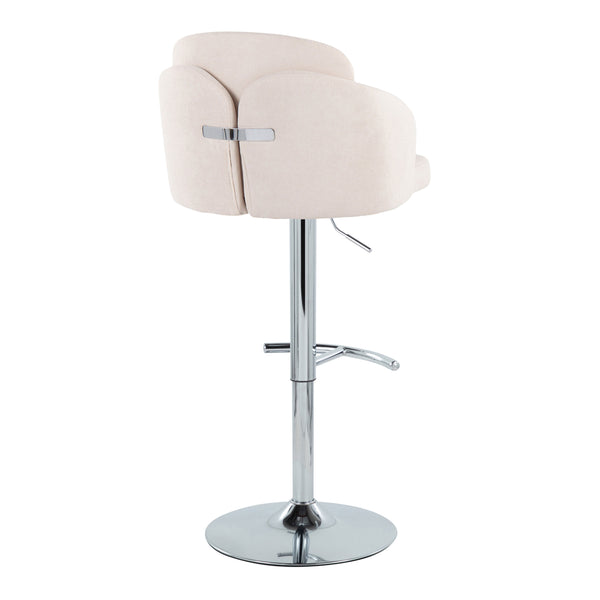 English Elm Fixed-height Swivel Counter Stools with Faux Leather Seats and Chrome Footrest Set of 2 Cream B202S02174
