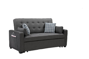 English Elm Corrado Tufted Gray Fabric Sleeper Sofa with Usb Ports and Pull Out Guest Bed B2749S00183