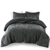 Intelligent Design Mira Glam/Luxury Crushed Velvet Sherpa Reversible Comforter Set ID10-2380 Charcoal