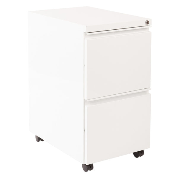 OSP Home Furnishings 22" Mobile Pedestal with Locking Drawers Full Extension Ball Bearing Slides Office Filing PTC22FF-WH