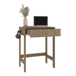 English Elm Eagar Minimalist Desk Beige Light Oak - Compact Scratch-Resistant Workstation with Sturdy Support Bar and Ergonomic Surface B128P375322