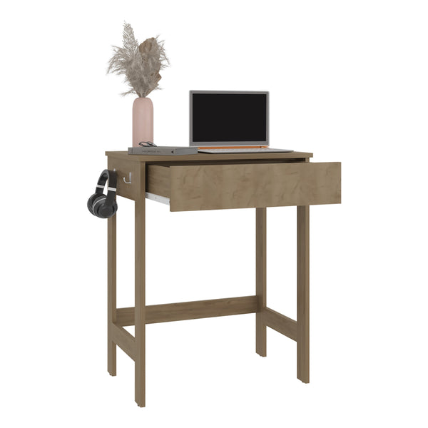 English Elm Eagar Minimalist Desk Beige Light Oak - Compact Scratch-Resistant Workstation with Sturdy Support Bar and Ergonomic Surface B128P375322