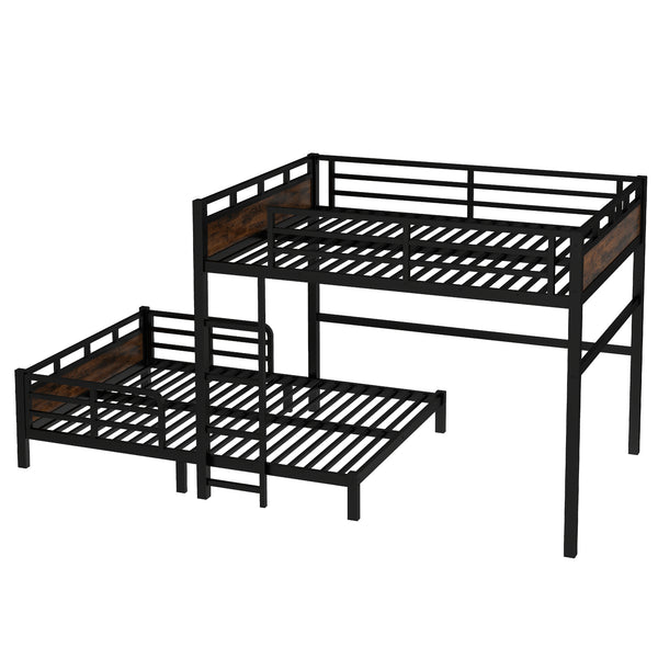 English Elm Twin Xl Solid Pine Loft Bed with Built-in Led Lighting and Storage Shelves Vintage,Wood W1580S00443