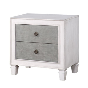 English Elm Modern Rustic White and Gray Nightstand with 2 Smooth-Glide Drawers, Sturdy Wood Frame, Farmhouse Charm B2741P324354