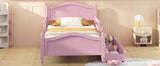 English Elm Twin Size Wood Platform Bed With Guardrails On Both Sides and Two Storage Drawers ,Pink