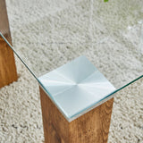 English Elm Glass-Top Coffee Table,Tea Table, With Mdf Legs - Stylish Blend Of Elegance and Durability 44.9"*21.7"*16.9"