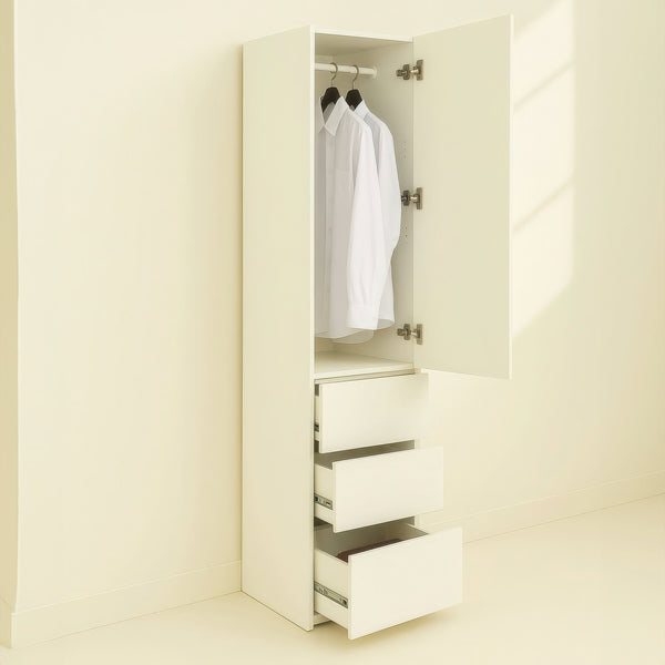 English Elm Elise Slim Modular Wood Closet Cabinet in White — Tall 108" Storage Unit with Drawers, Durable Melamine Finish B040P311966