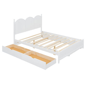 English Elm Queen Size Platform Bed With Twin Xl Trundle, 2 Storage Drawers, Elegant Design For Space-Saving N820S00025K-GIGA