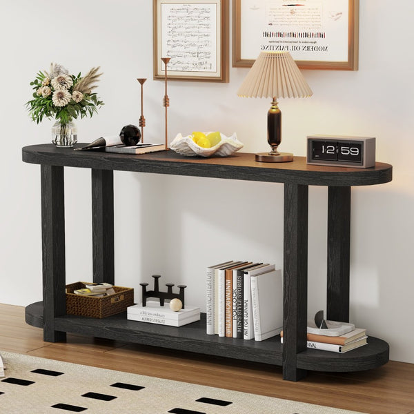 English Elm U_Style Modern Minimalist Ash Veneer Console Table – Chic Design For Small Spaces & Entryways N711P241273B-GIGA