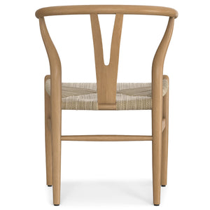 English Elm Hershey Dining Chair Set of 2 — Matte Beech Wood Wishbone-Inspired Seats with Handwoven Rope Comfort Brown B136P266927