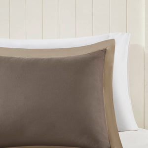 JLA Home Madison Park Essentials - 3M Plush Reversible Diamond Quilted Comforter Set with Scotchgard, Antimicrobial Odor Control, Hypoallergenic Brown/Sand BASI10-0196