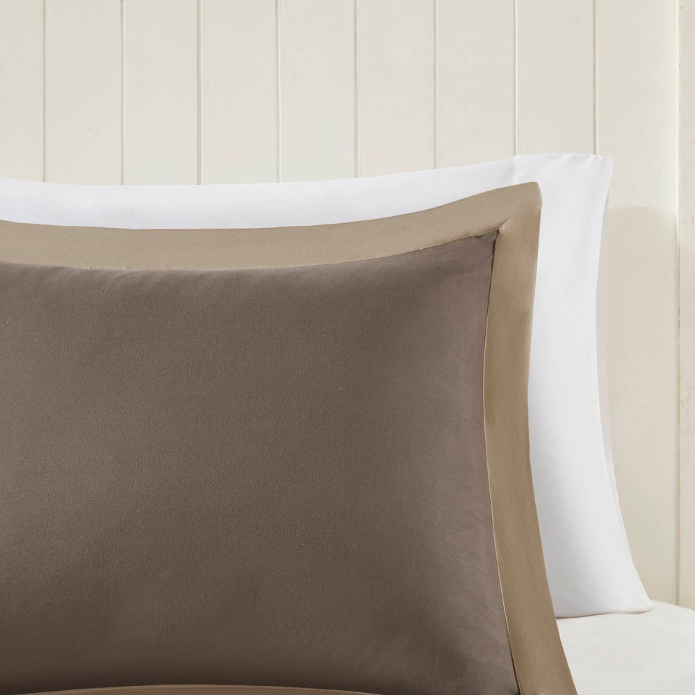 JLA Home Madison Park Essentials - 3M Ultra-Soft Microfiber Reversible Comforter Set with Diamond Quilting, Scotchgard Stain & Odor Defense Brown/Sand BASI10-0197