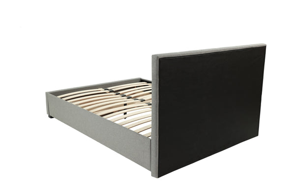 English Elm Modern Grey Polyfiber Full Size Bed Tufted Headboard with Under-Bed Storage Drawer, Simple Assembly B011S02006