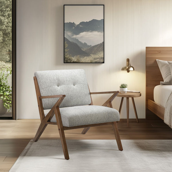 JLA Home INK+IVY - Upholstered Mid-Century Armchair with Angled Wood Frame, Tufted Back, Foam Cushion Comfort II110-0396