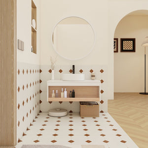 English Elm 36" Floating Bathroom Vanity Light Oak Modular Cabinet with Gel Coat Integrated Sink W3450S00061