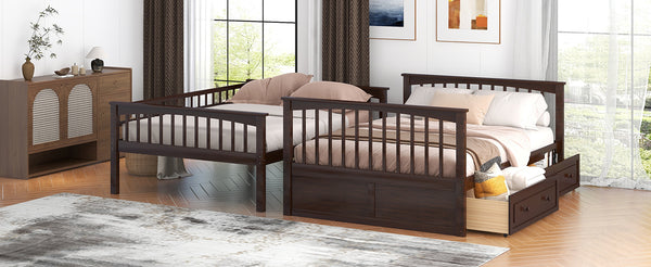 English Elm Full Over Bunk Bed Convertible Pine Frame with Storage Drawers for Kids Rooms Espresso GX000241AAP