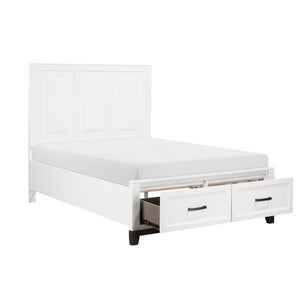 English Elm White Garretson Queen Platform Bed with Built-In Storage Drawers Rustic-Transitional Wood Frame White 63 L x 35.75 W x 4.25 H B011S01492