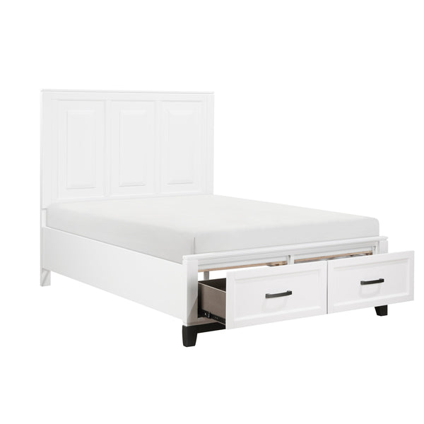 English Elm White Garretson Queen Platform Bed with Built-In Storage Drawers Rustic-Transitional Wood Frame White 63 L x 35.75 W x 4.25 H B011S01492