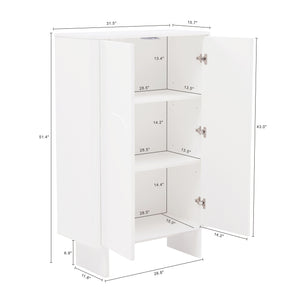 English Elm Ella 32" Accent Cabinet with Soft-Close Doors, Adjustable Shelves, Rounded Edges & Sled Legs White B365S00009