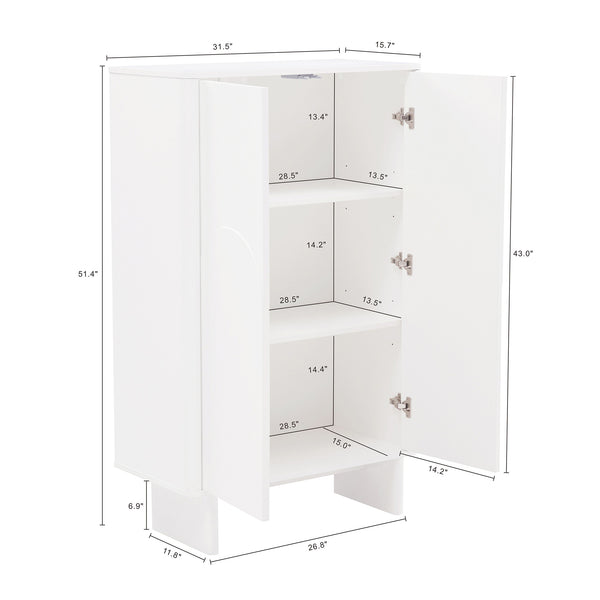 English Elm Ella 32" Accent Cabinet with Soft-Close Doors, Adjustable Shelves, Rounded Edges & Sled Legs White B365S00009