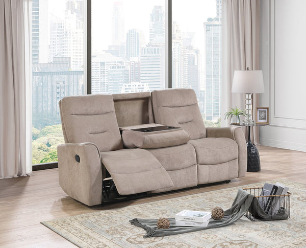 English Elm Paterson Microsuede Velvet Reclining Sofa with Console and Cup Holders for Media Rooms B078P497900
