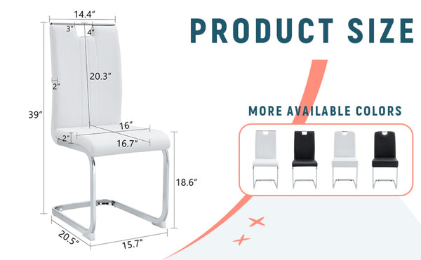 English Elm Set Of 4 Bow-Shaped White Pu Chairs - Modern Ergonomic Design For Comfort In Any Contemporary Space W3226P279081-GIGA