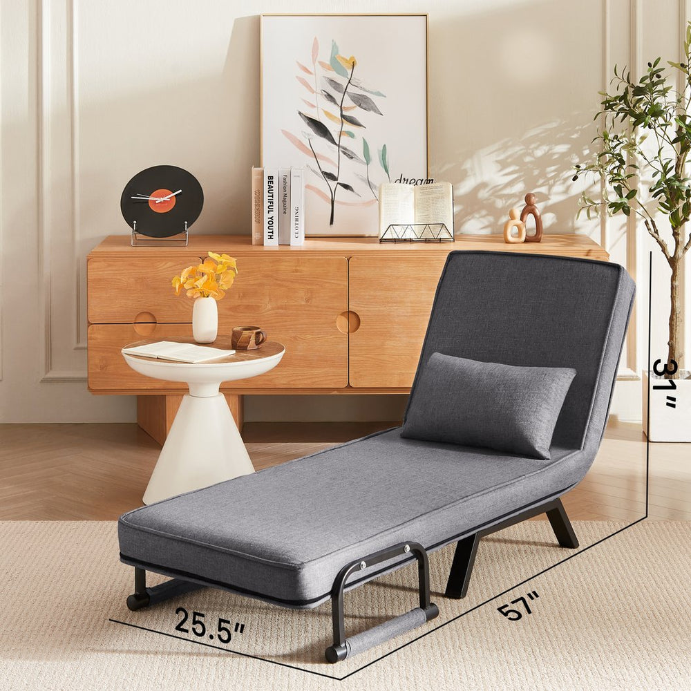 English Elm Folding Comfy Convertible Sleeper Sofa Bed — 5-in-1 Adjustable Futon Chair, Linen, Space-Saving Gray W1359P211938