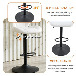 English Elm Set of 2 Tufted Pu Swivel Barstools Adjustable Height White Cushioned Kitchen Seating W3875P382614