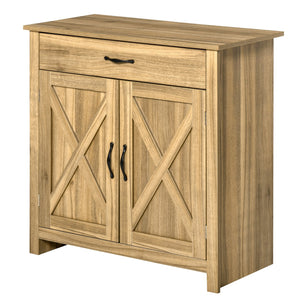 English Elm Homcom Farmhouse Sideboard Buffet With Barn Doors, Adjustable Shelf & Drawer For Rustic Storage Solutions W2225P217416