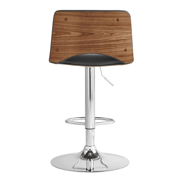English Elm Xienna Adjustable Swivel Faux Leather Bar Stool with Walnut Back, Chrome Base, Ergonomic Comfort Gray B2736P268608