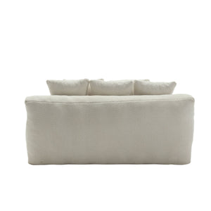 English Elm COOLMORE Chenille 2-Seater Lazy Sofa with 5 Supportive Back Pillows, Deep Seat Couch for Lounge White W395P197923