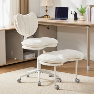 English Elm Artificial Rabbit Hair Cross Legged Desk Chair with Lumbar Support and Swivel Footrest W1143P402918