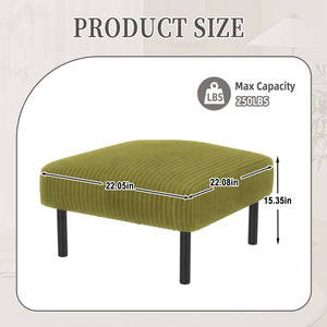 English Elm UNITED Corduroy Ottoman Footstool with Sturdy Frame, Soft Padded Seat, Versatile Living Room Stool Olive Green W1568P307256