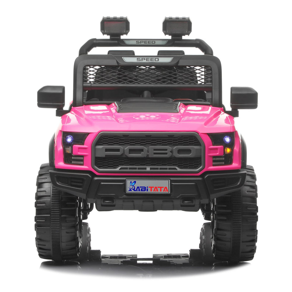 English Elm Kids 12v Dual Motor Off Road Ride on Truck with Remote Control Led Lights and Swing Pink W1760P426764