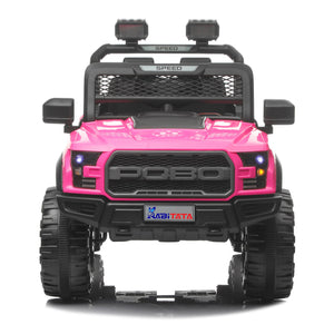 English Elm Kids 12v Dual Motor Off Road Ride on Truck with Remote Control Led Lights and Swing Pink W1760P426764