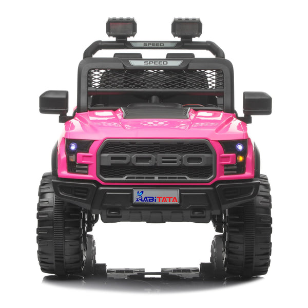 English Elm Kids 12v Dual Motor Off Road Ride on Truck with Remote Control Led Lights and Swing Pink W1760P426764