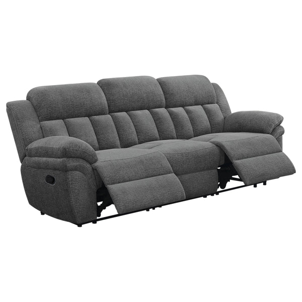 English Elm Divine Charcoal Fabric Reclining Sofa with Diamond Tufting and Pillowtop Arms B062S01412