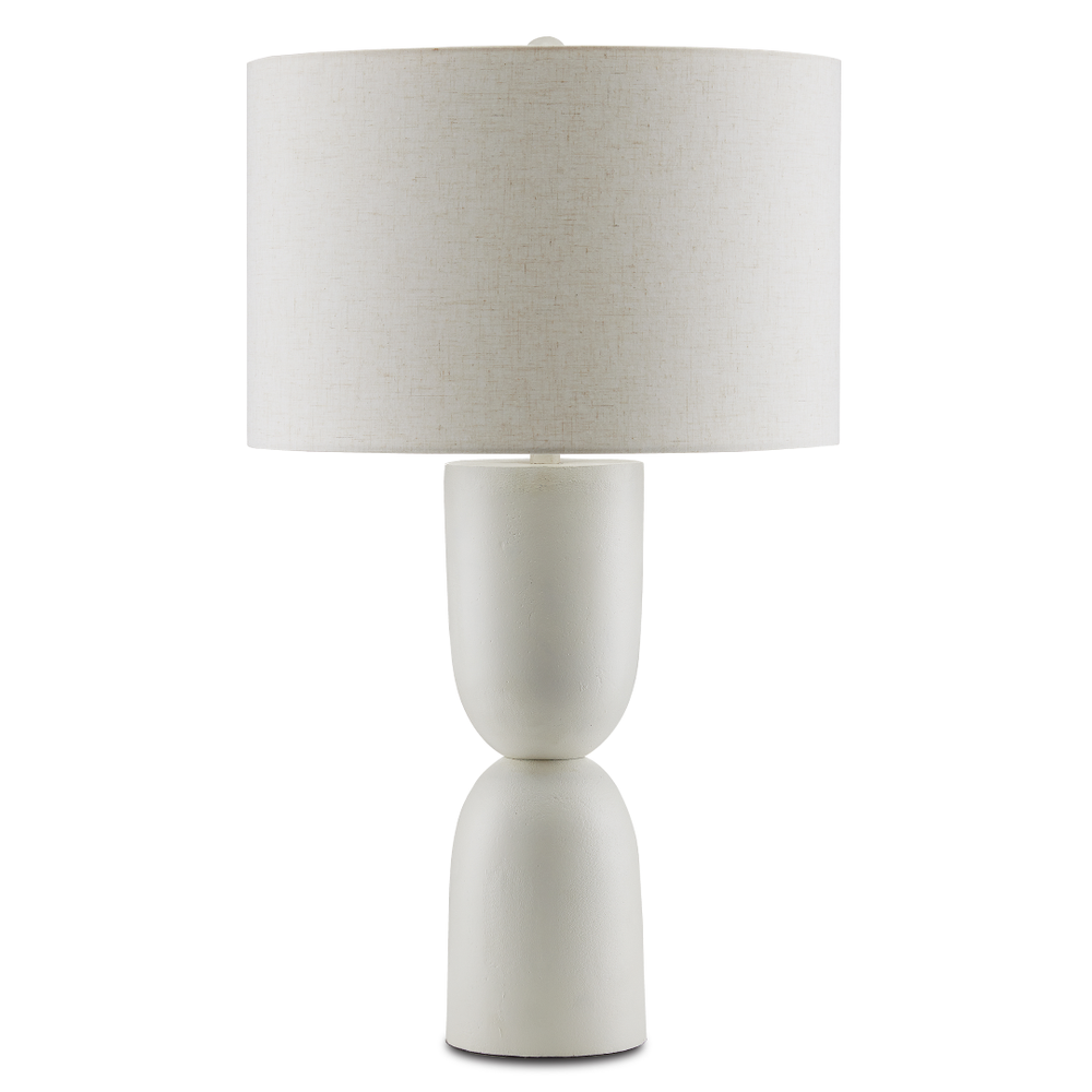 Linz Contemporary White Table Lamp - Mid-Century Modern Design in Cast Aluminum with Linen Shade