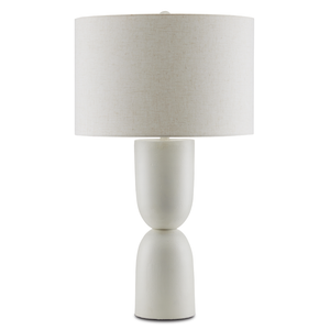 Linz Contemporary White Table Lamp - Mid-Century Modern Design in Cast Aluminum with Linen Shade