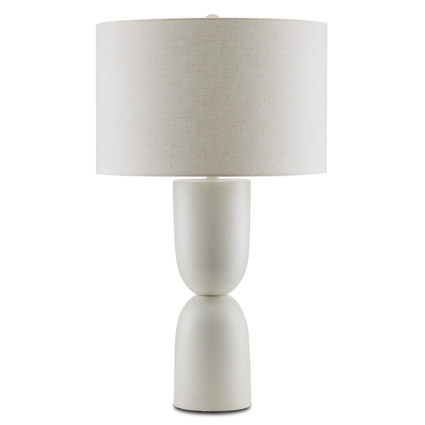 Linz Contemporary White Table Lamp - Mid-Century Modern Design in Cast Aluminum with Linen Shade
