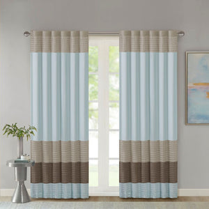 English Elm Polyoni Pintuck Curtain Panel - Elegant Striped Design, Light-Filtering, Versatile Hanging Options B03598066-GIGA