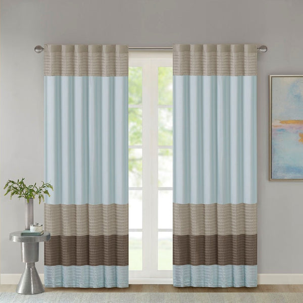 English Elm Polyoni Pintuck Curtain Panel - Elegant Striped Design, Light-Filtering, Versatile Hanging Options B03598066-GIGA