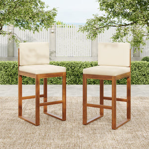 English Elm Christopher Knight Home® - Outdoor Acacia Wood Barstool set brings rustic-modern charm, durable solid wood, water-resistant cushions, easy assembly Teak+ Beige 43 L x 24.25 W x 11.5 H N776P285374T
