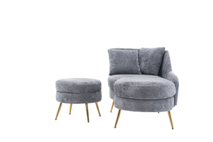 English Elm 58'' Chenille Chaise Lounge with Footstool Pocket Spring Comfort for Bedroom Living Room W2363S00089