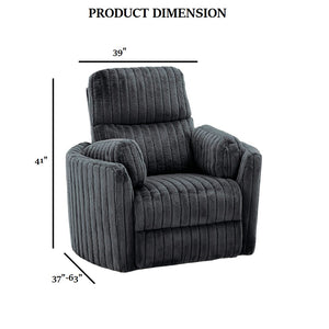 English Elm Power Power Glider Recliner with Swivel, Smooth Glide Motion, Power Recline Button, Plush Pillow Seat, Vibrant Upholstery Accents for Modern Living Room Dark Gray 39 L x 32 W x 26 H B2741P391202