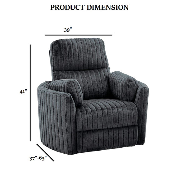 English Elm Power Power Glider Recliner with Swivel, Smooth Glide Motion, Power Recline Button, Plush Pillow Seat, Vibrant Upholstery Accents for Modern Living Room Dark Gray 39 L x 32 W x 26 H B2741P391202