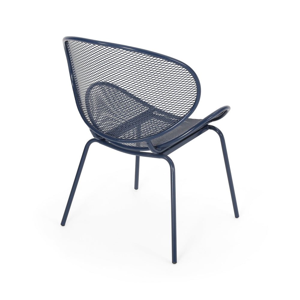 English Elm Christopher Knight Home® - ELBA Modern Iron Dining Chair with Slim Profile and Comfortable Seat — Durable, Stylish Accent Seating Navy 65203.00NBLU