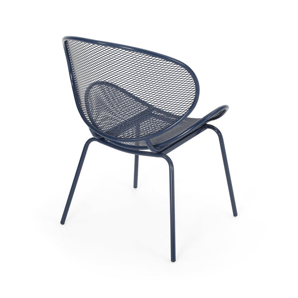 English Elm Christopher Knight Home® - ELBA Modern Iron Dining Chair with Slim Profile and Comfortable Seat — Durable, Stylish Accent Seating Navy 65203.00NBLU